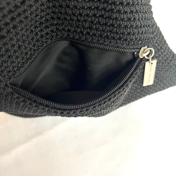 Vintage The Sak Black Crochet Shoulder Bag Boho Purse with Lining - Picture 6 of 8
